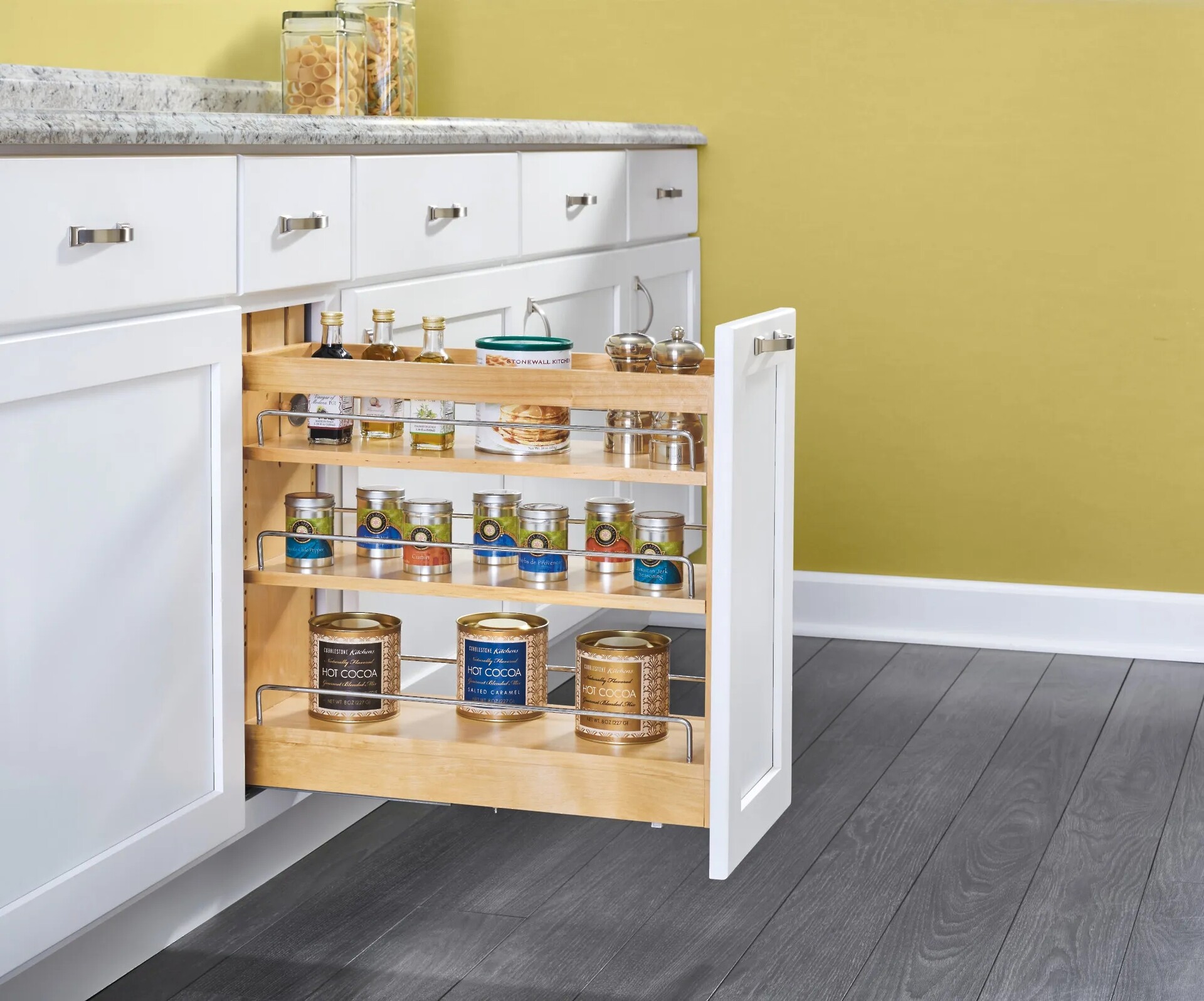 Natural Maple (3) Shelf Drawer Door Organizer Pullout w/ BLUMOTION Soft-Close 