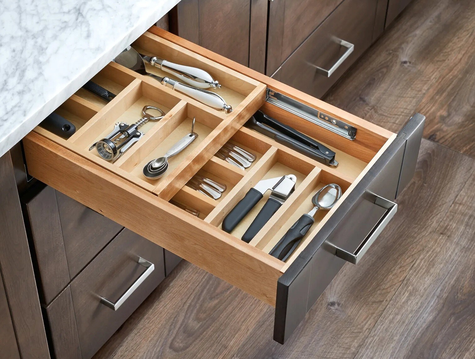 Rev-A-Shelf - 13-1/2" Opening - Complete System Two-Tier Cutlery Organizer