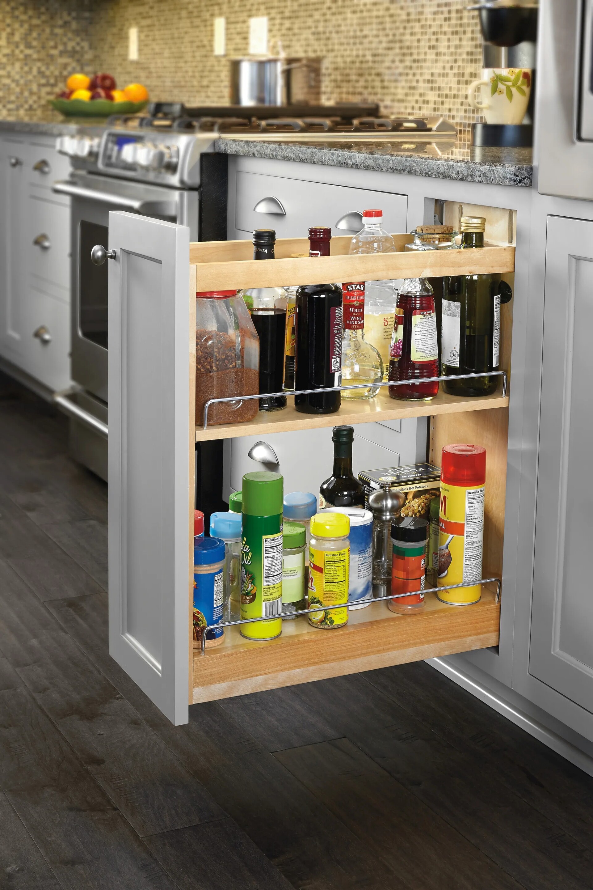 Rev-A-Shelf - 14" Maple Base Cabinet Pullout Organizer with Blumotion Soft-Close