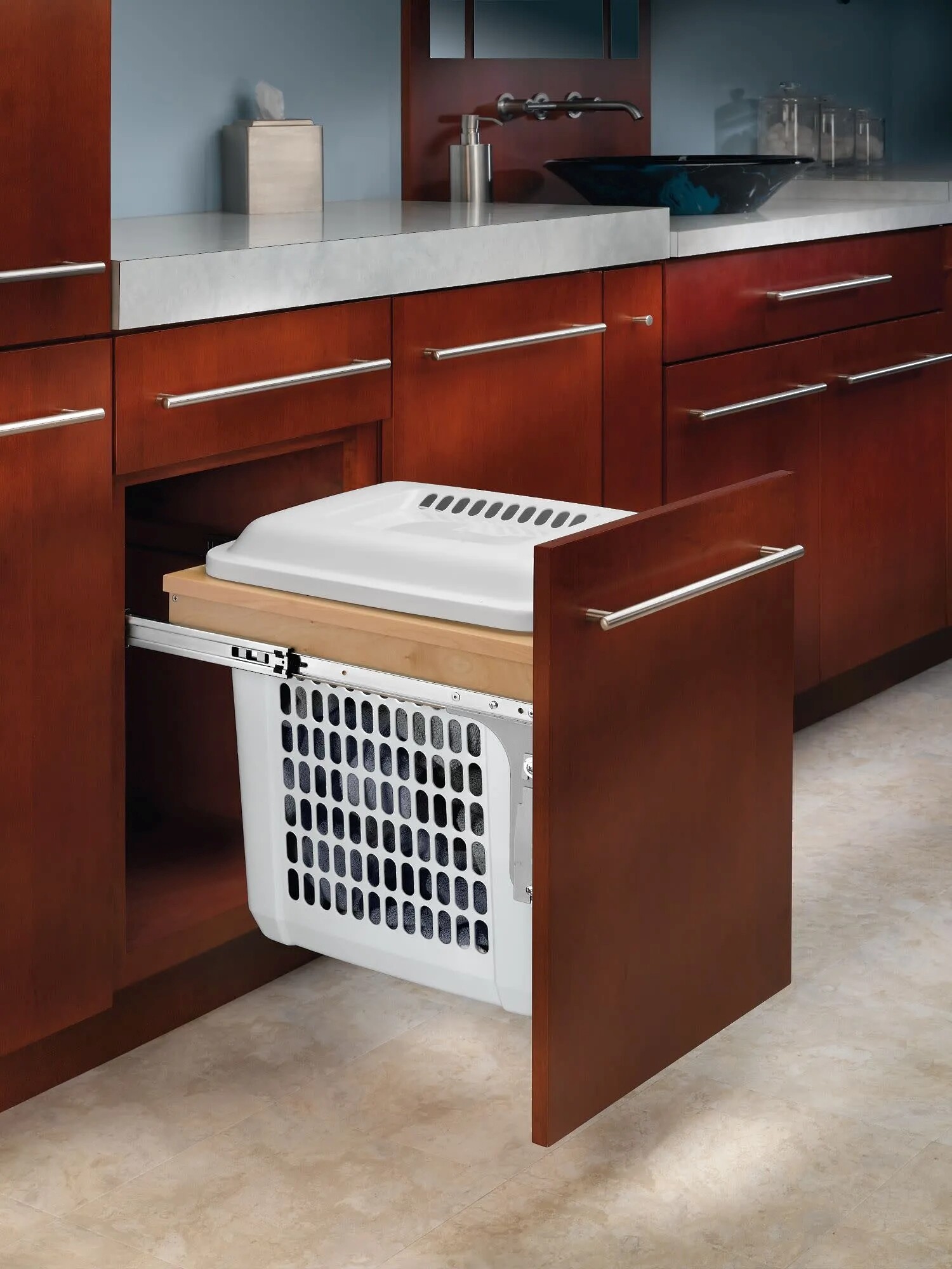 Rev-A-Shelf - 15" Maple Hamper Top Mount with Polymer Bin