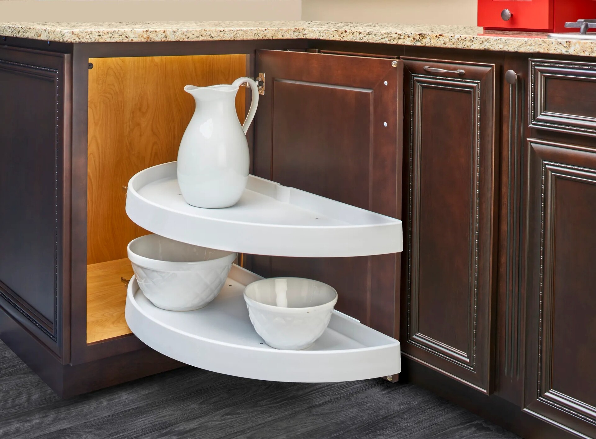 Rev-A-Shelf - 16-1/8" x 33" White Lazy Susan Half-Moon 2 Shelf (Pivot and Slide)