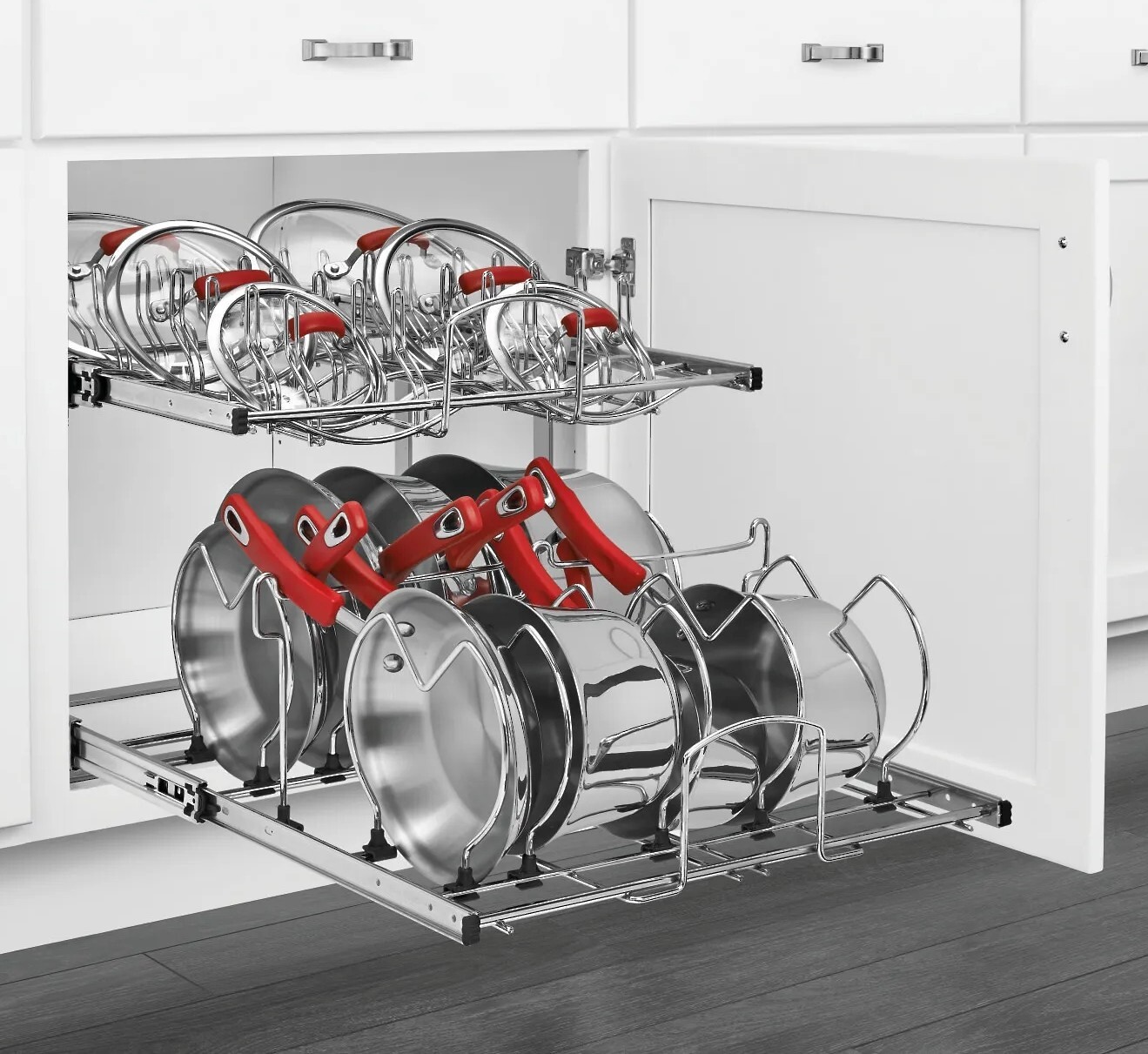 Rev-A-Shelf - 20-3/4" x 22" Base Cabinet Pullout 2 Tier Cookware Organizer