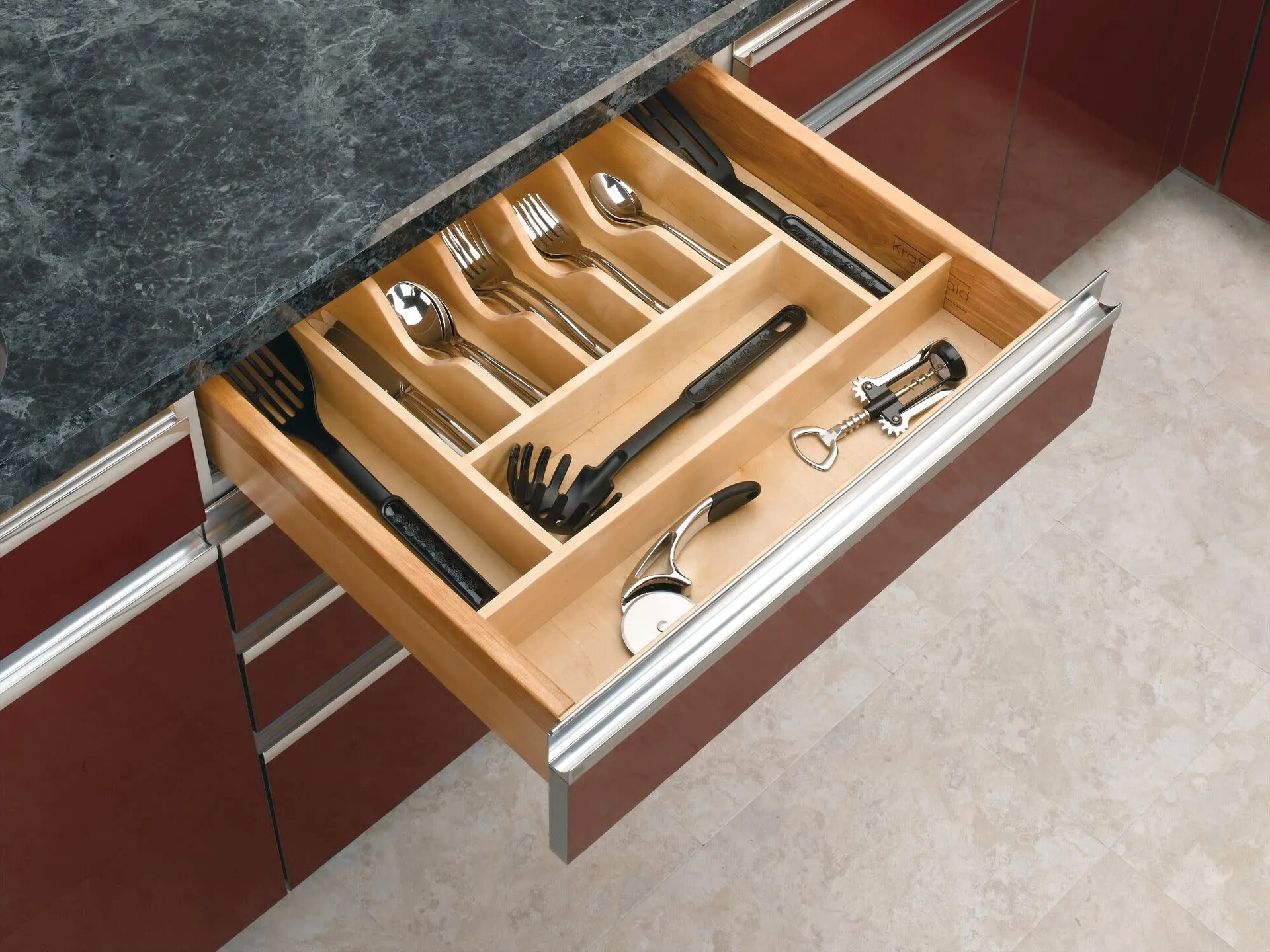 Rev-A-Shelf - 20-5/8" Maple Cut-To-Size Insert Wood Cutlery Organizer for Drawers