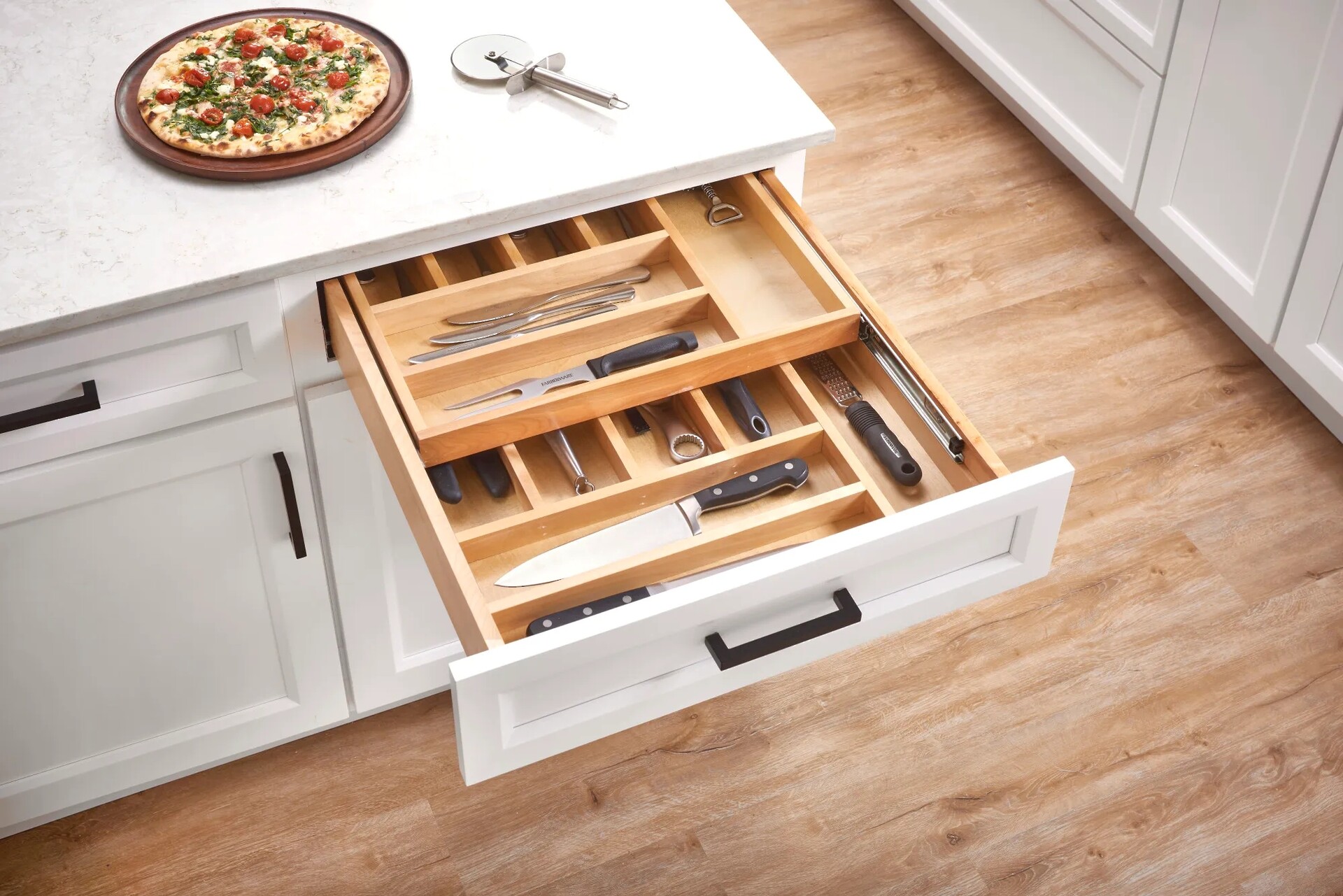 Rev-A-Shelf - 22-1/2" Opening - Complete System Two-Tier Cutlery Organizer