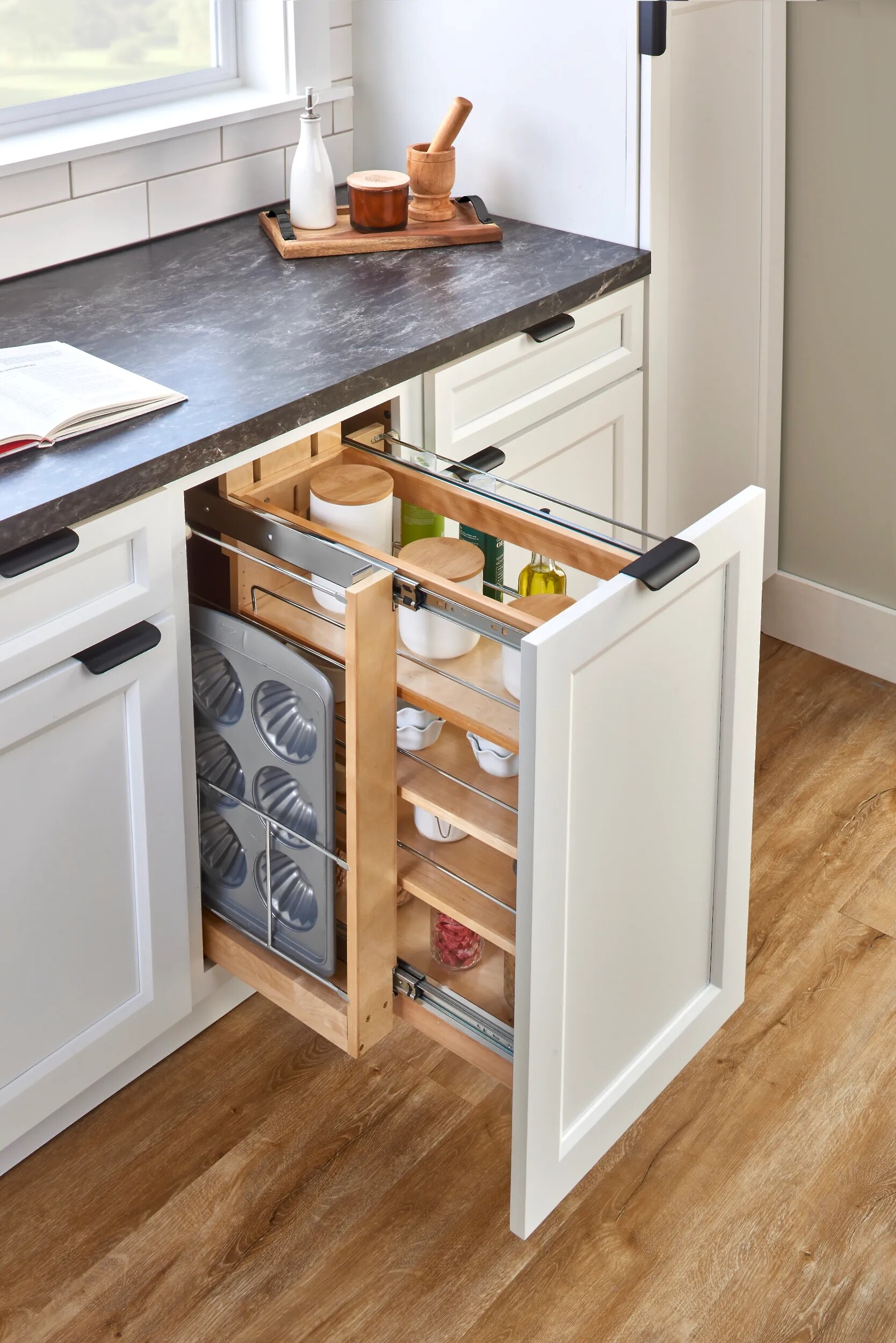 Rev-A-Shelf -  3" Tray Holder Sidekick 448 Accessory with Full-Extension Ball-Bearing Slides