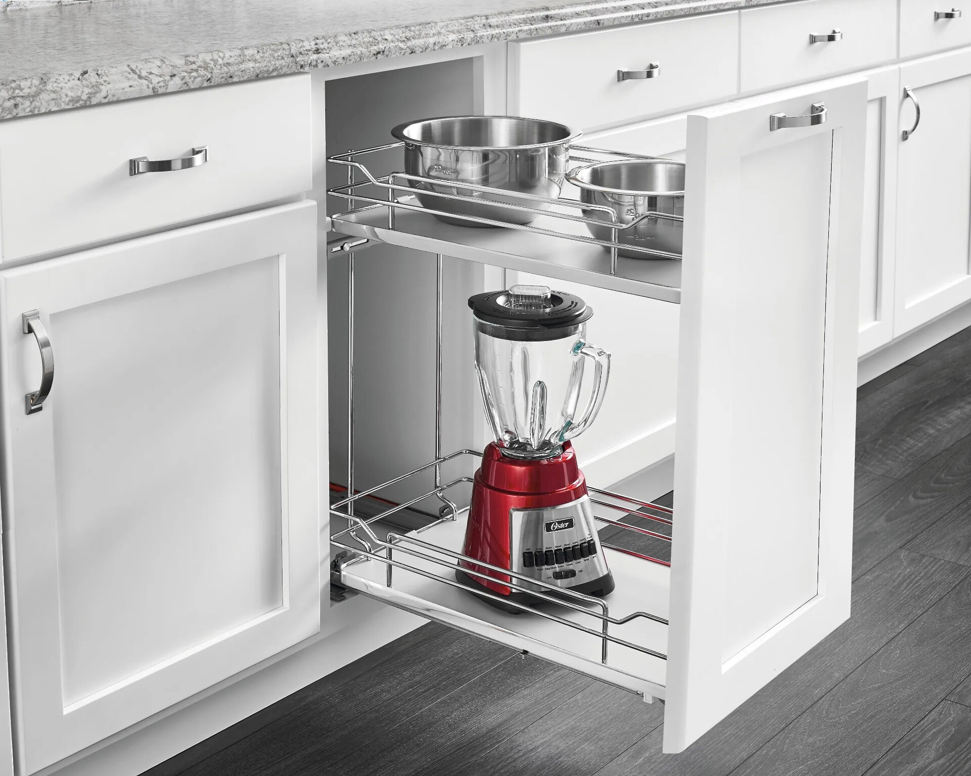 Rev-A-Shelf - 5" Gray Base Cabinet Pullout 2 Tier Organizer w/ Soft-Close