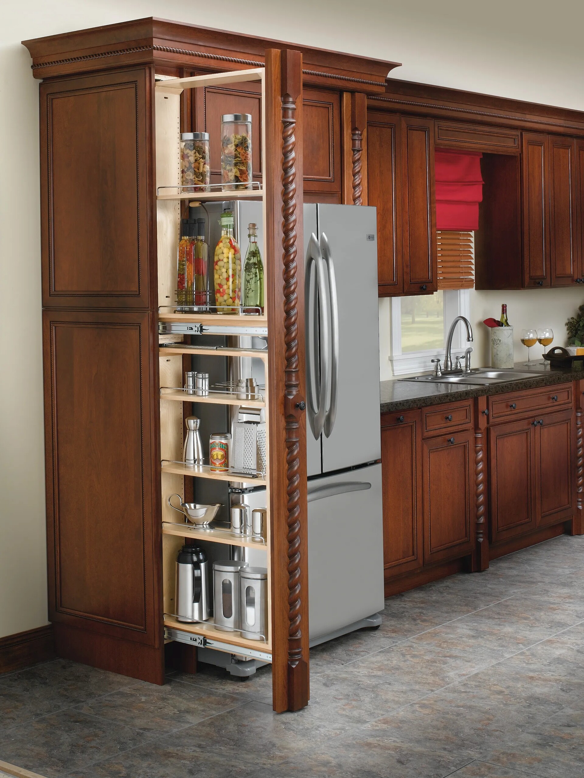 Rev-A-Shelf - 6" x 45" Filler Pullout Organizer with Wood Adjustable Shelves