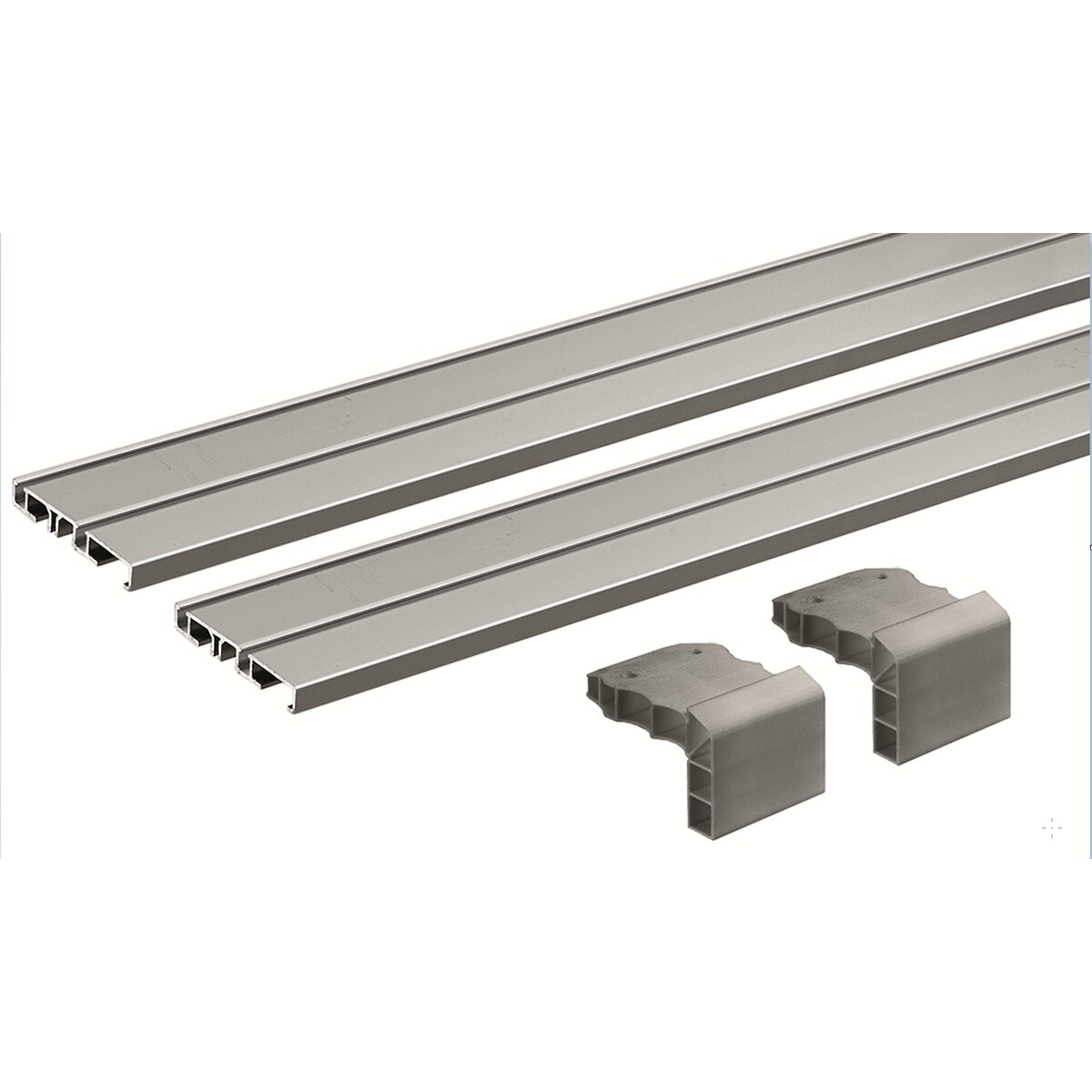 SlideLine M INSET Profile set: 2-track runner profile for screwing on / gluing on, 2500 mm